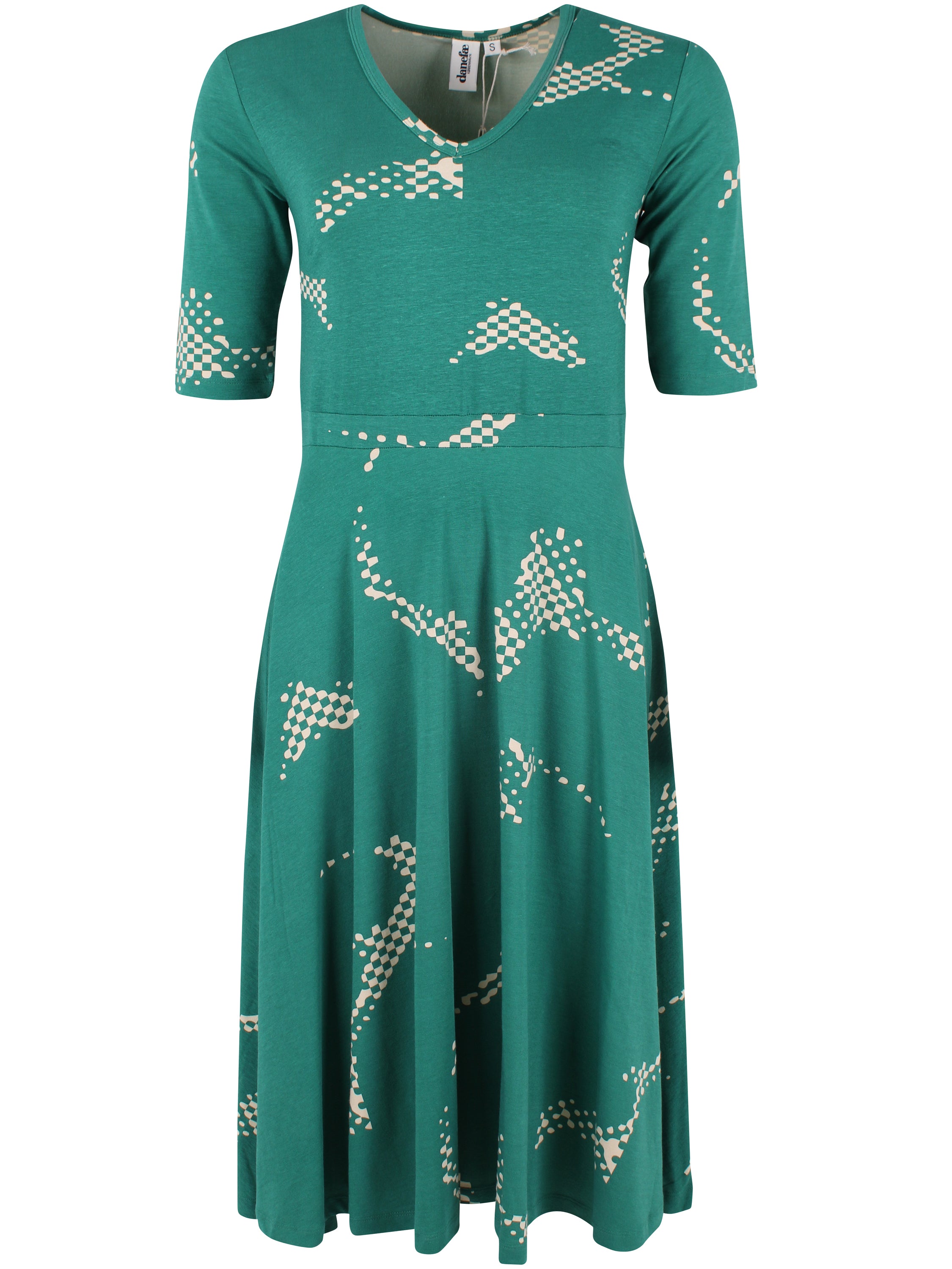 Skøn grøn kjole i fint mønster til kvinder