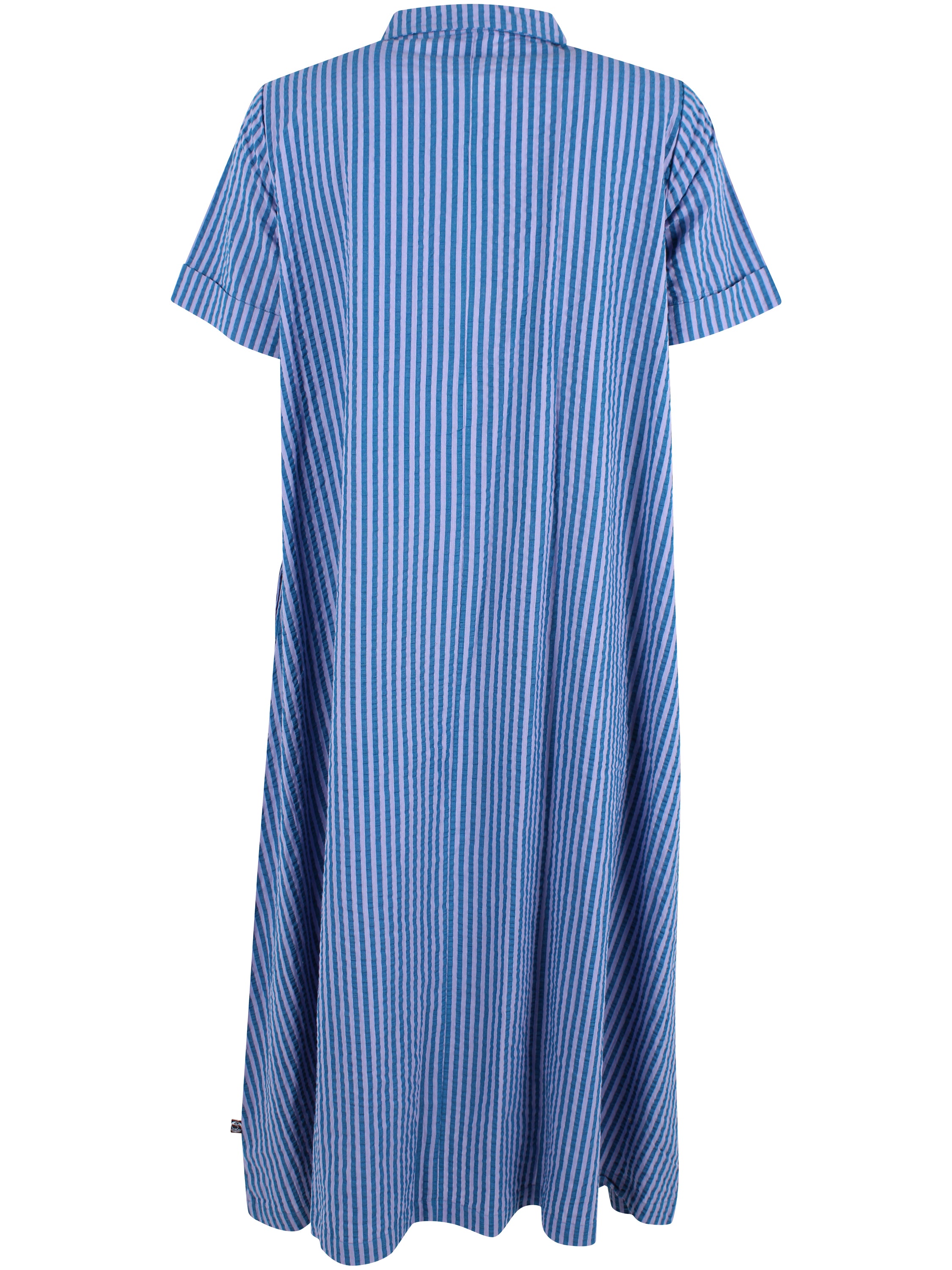 Skøn bæk og bølge skjortekjole med blå og lilla striber til kvinder