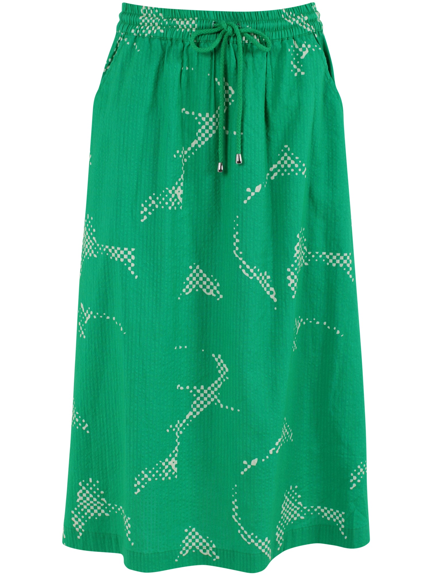 Sød mønstret bæk og bølge nederdel i grøn og hvid til kvinder 