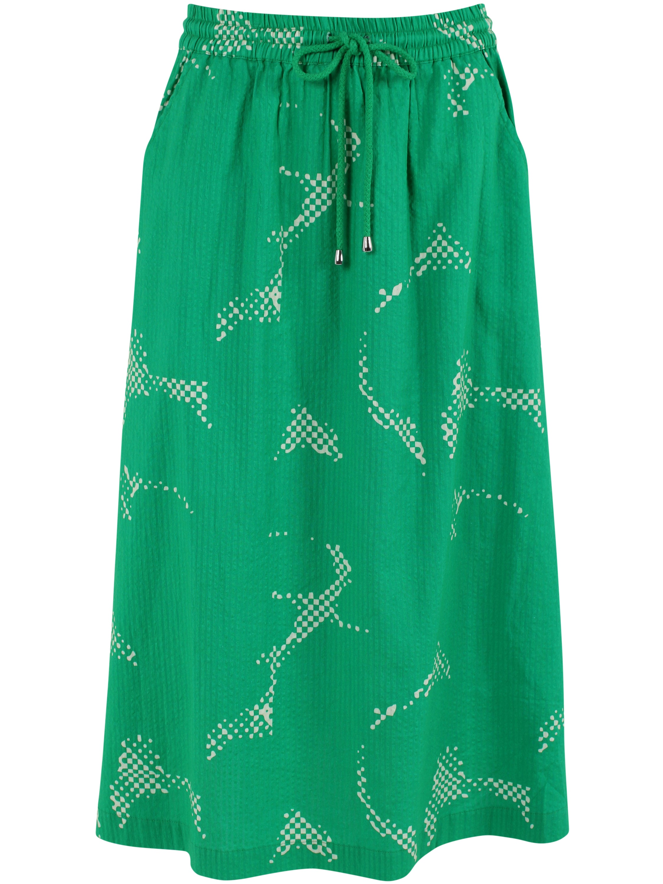 Sød mønstret bæk og bølge nederdel i grøn og hvid til kvinder 