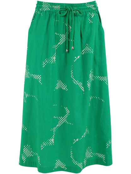 Sød mønstret bæk og bølge nederdel i grøn og hvid til kvinder 