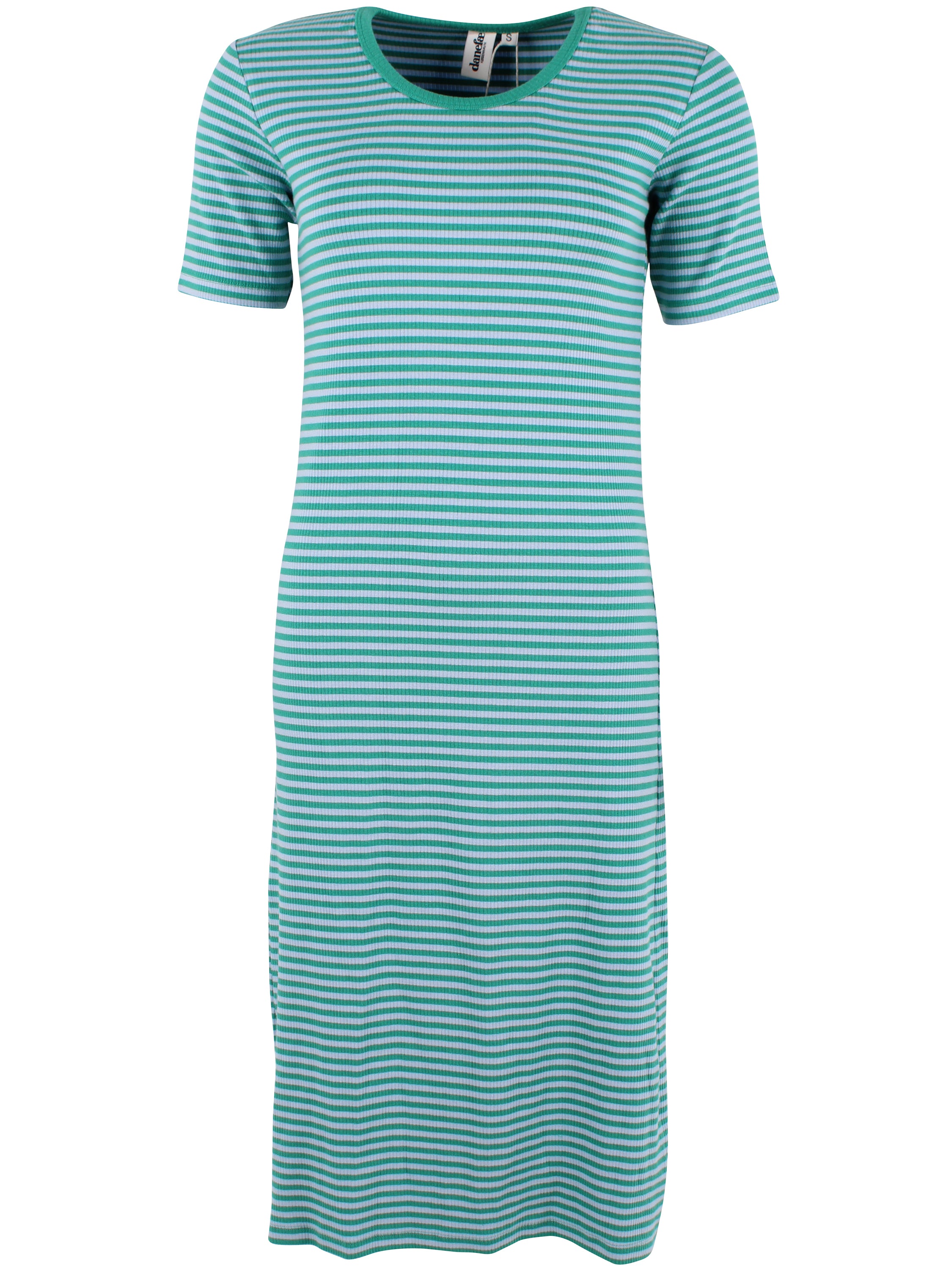 Fin kjole i bomuld og viskose med striber i blålige nuancer til kvinder