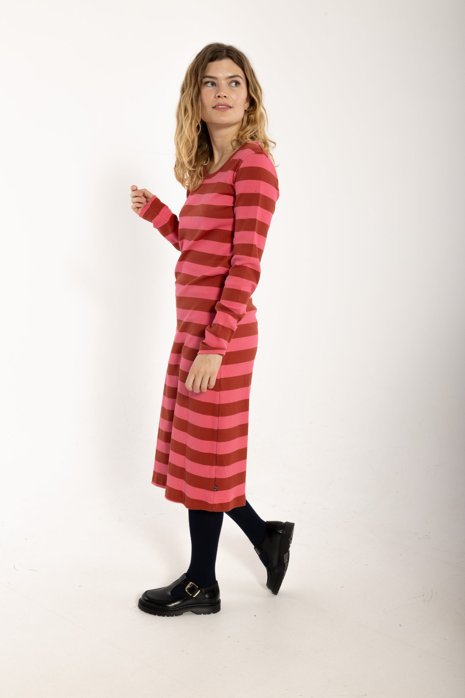 Danicon LS Ribbing Dresss Chili/Soft Cherry