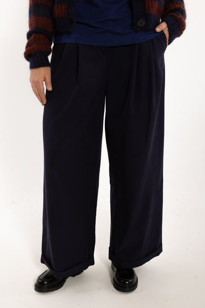 Danowl Smooth Viscose Pants Dark Navy