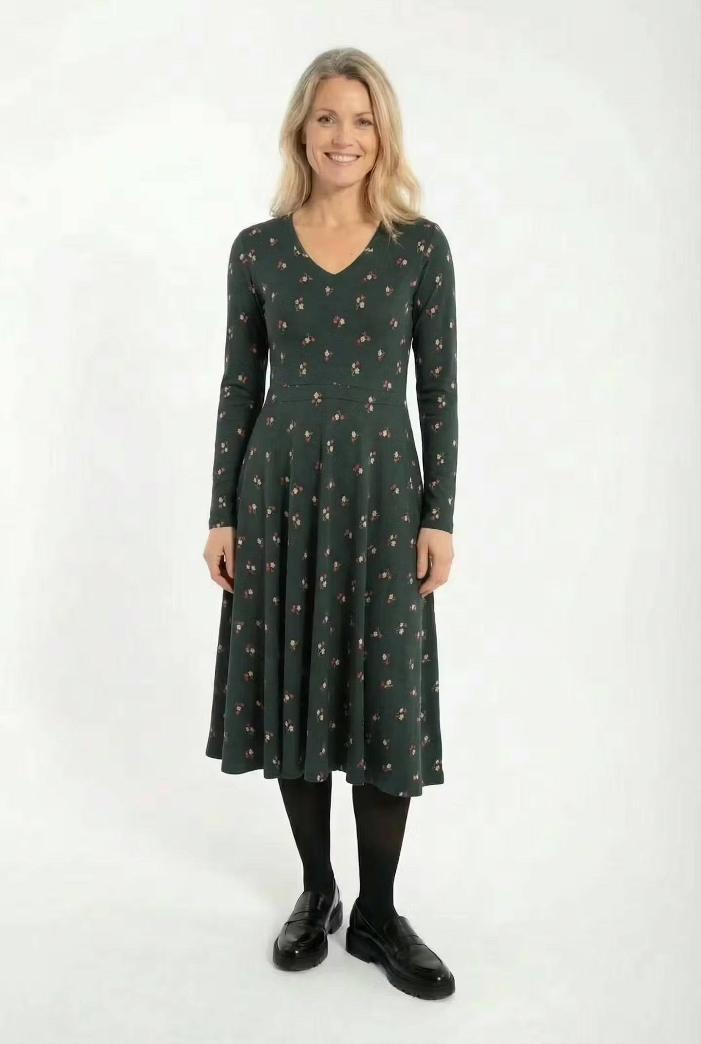 ORGANIC - Danandreasen Dress Black green MINIFLOWER