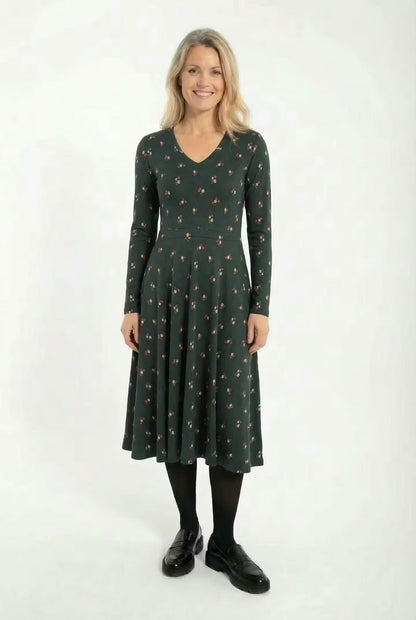 ORGANIC - Danandreasen Dress Black green MINIFLOWER