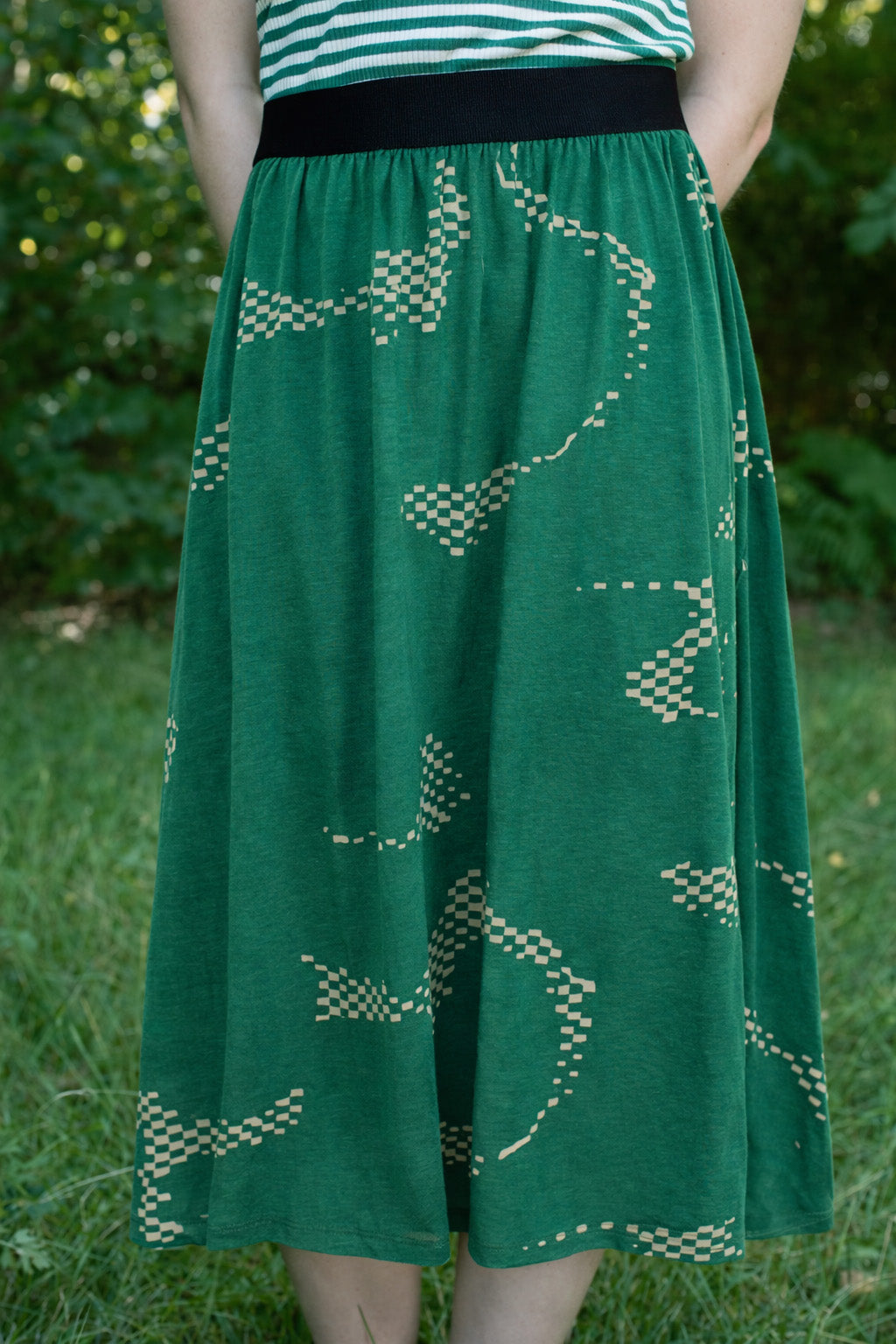 Danechichi Modal Skirt Dark Green/Light Beige TROPFUZZ