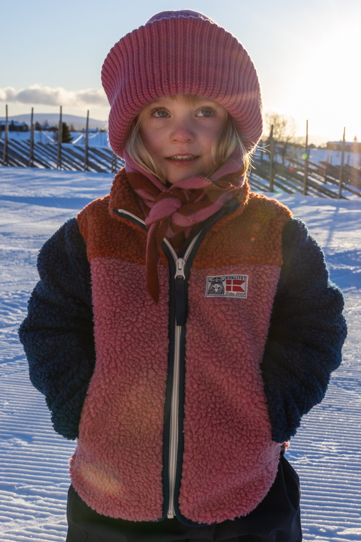 Danebeaver Fleece Jacket Chili/Dark Navy/Berry Compote