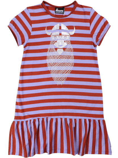 Danebasic Banana Dress Light Lilac/Chili FREJA (Glitter)