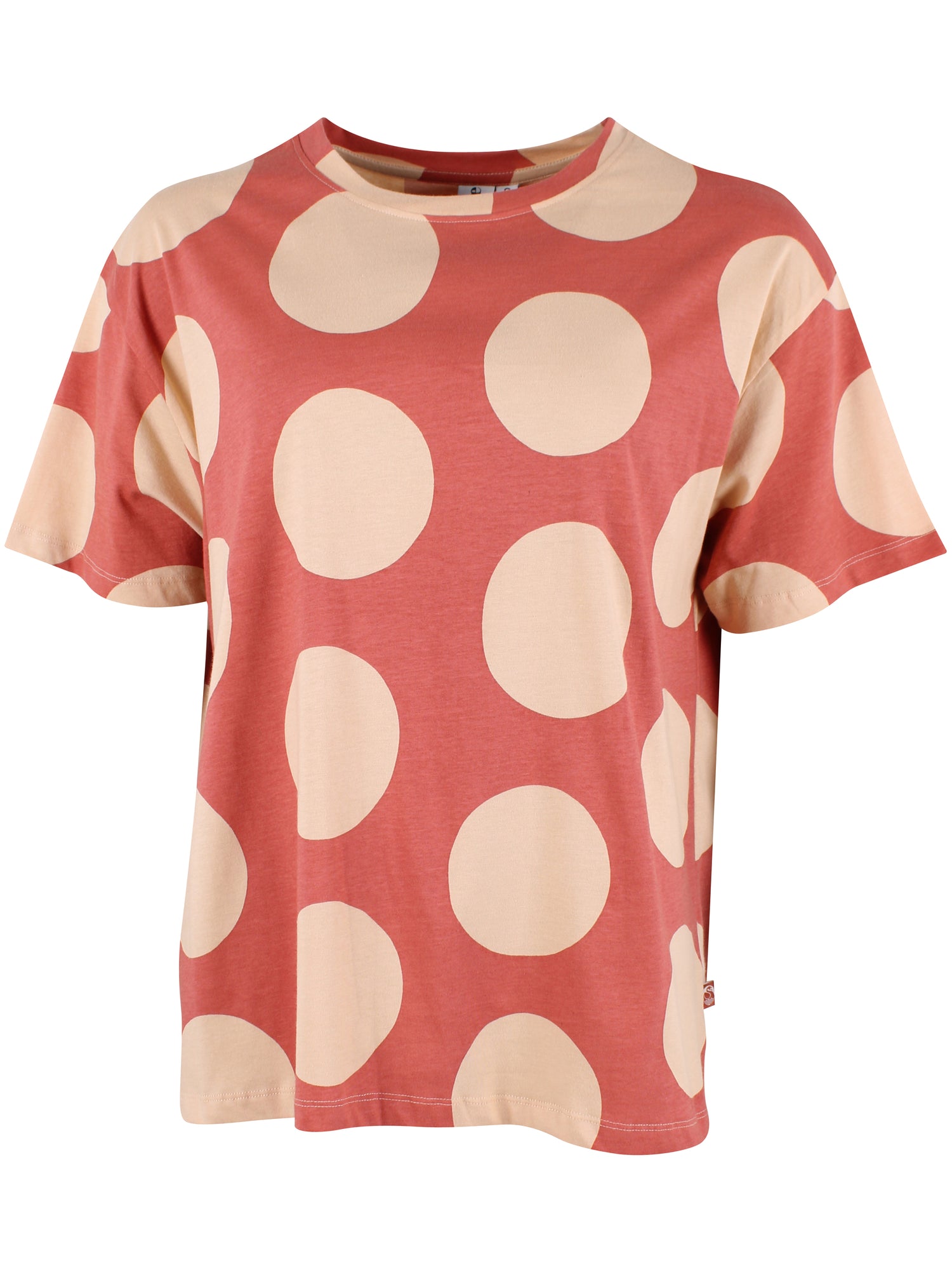 Fin boxy t-shirt med print af store prikker og rund hals til kvinder