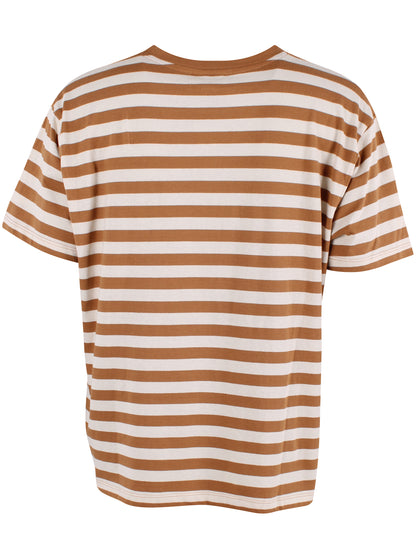 Fin boxy t-shirt med rund hals og striber i beige og mokka til kvinder