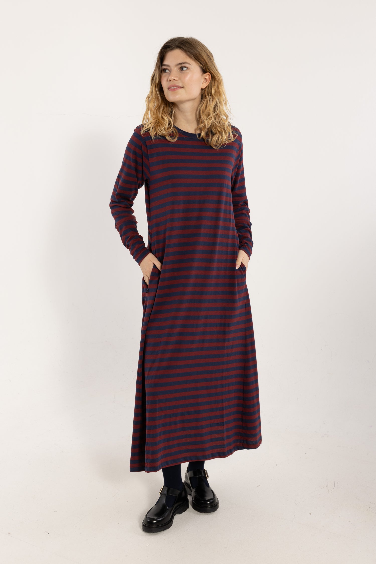 Danebasic Goodnews LS Dress Dark Cherry/Dark Navy