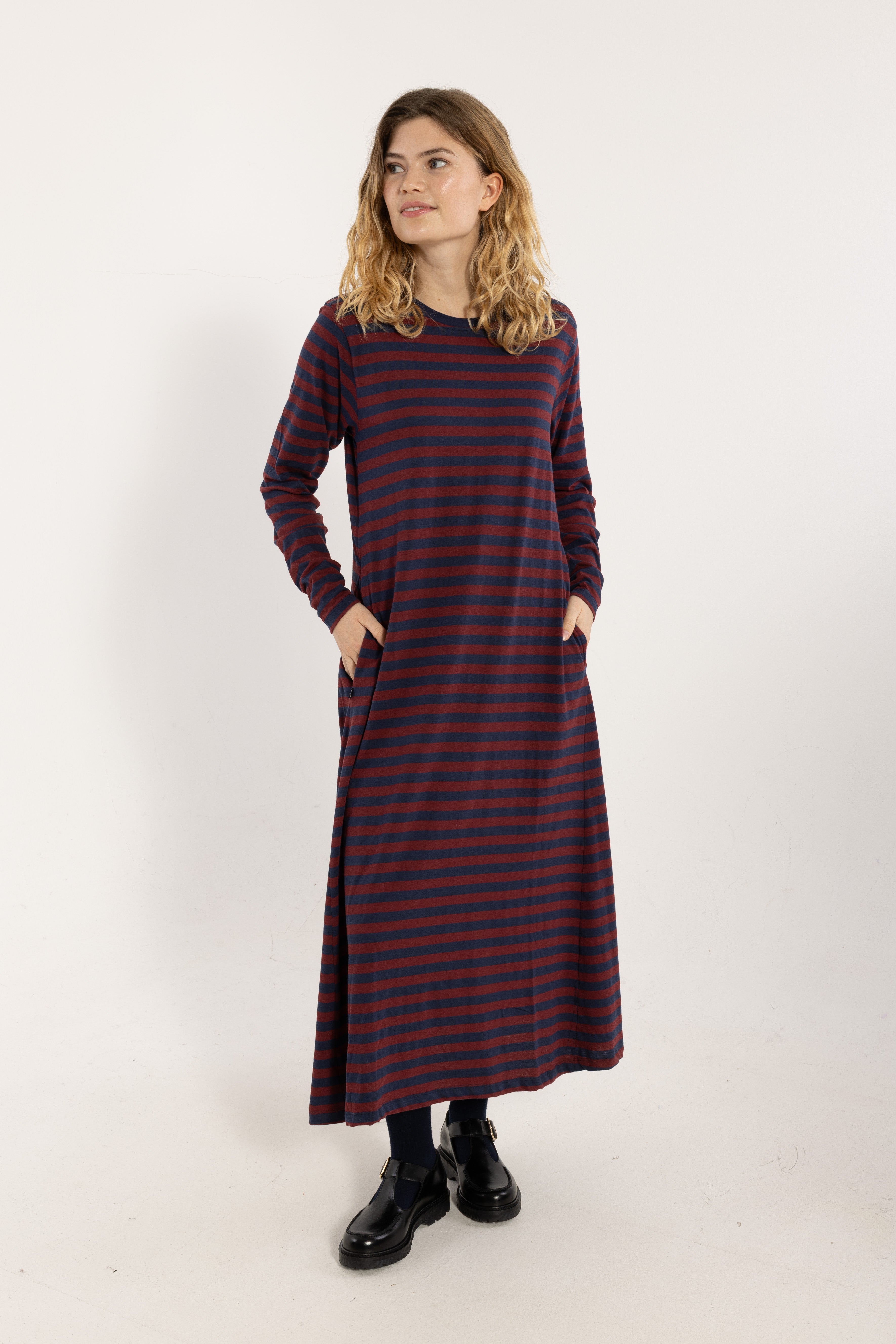 Danebasic Goodnews LS Dress Dark Cherry/Dark Navy
