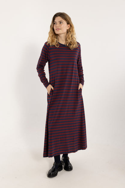 Danebasic Goodnews LS Dress Dark Cherry/Dark Navy