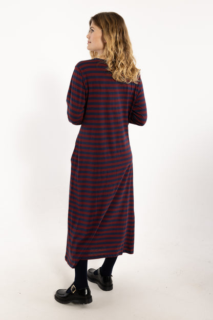Danebasic Goodnews LS Dress Dark Cherry/Dark Navy