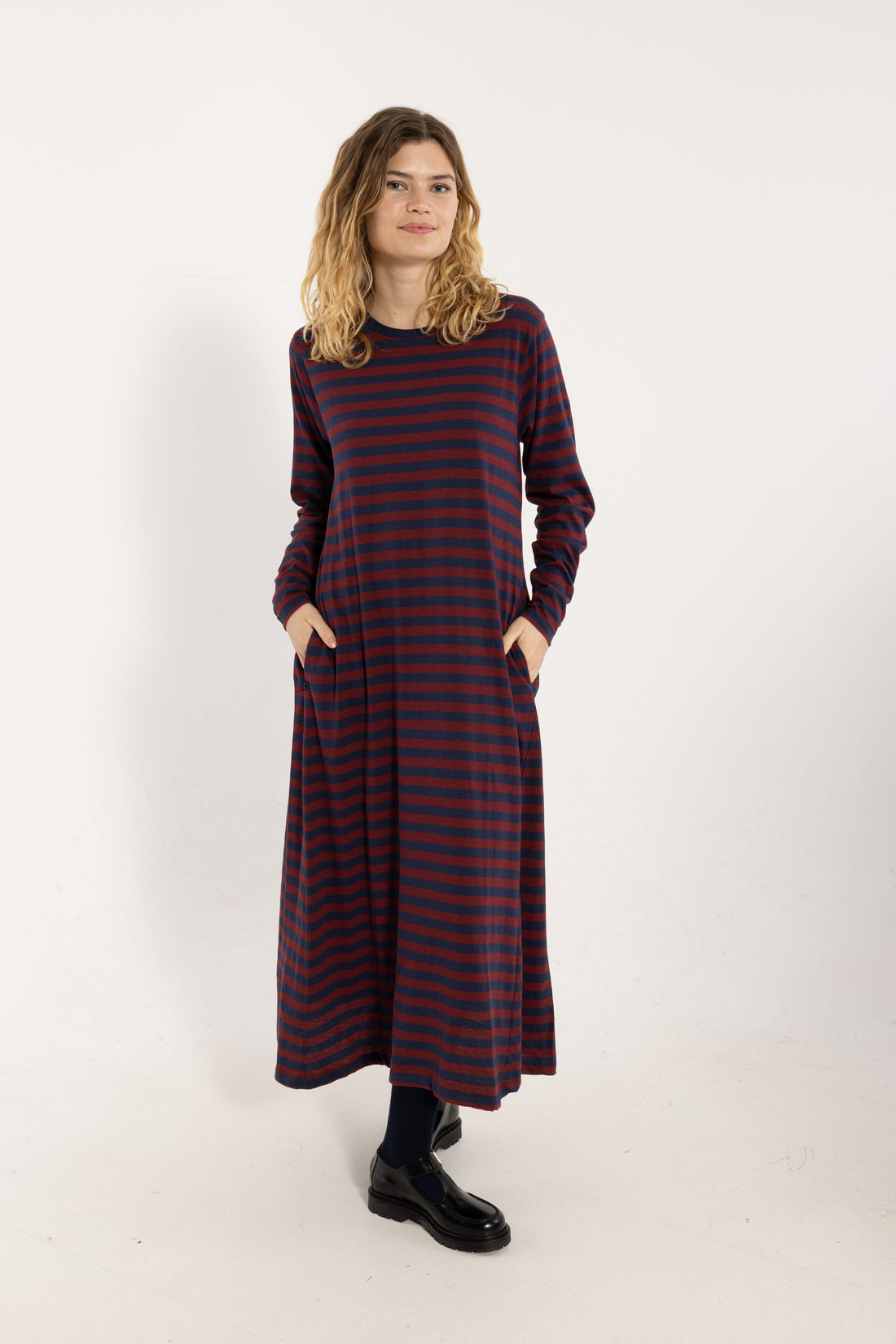 Danebasic Goodnews LS Dress Dark Cherry/Dark Navy