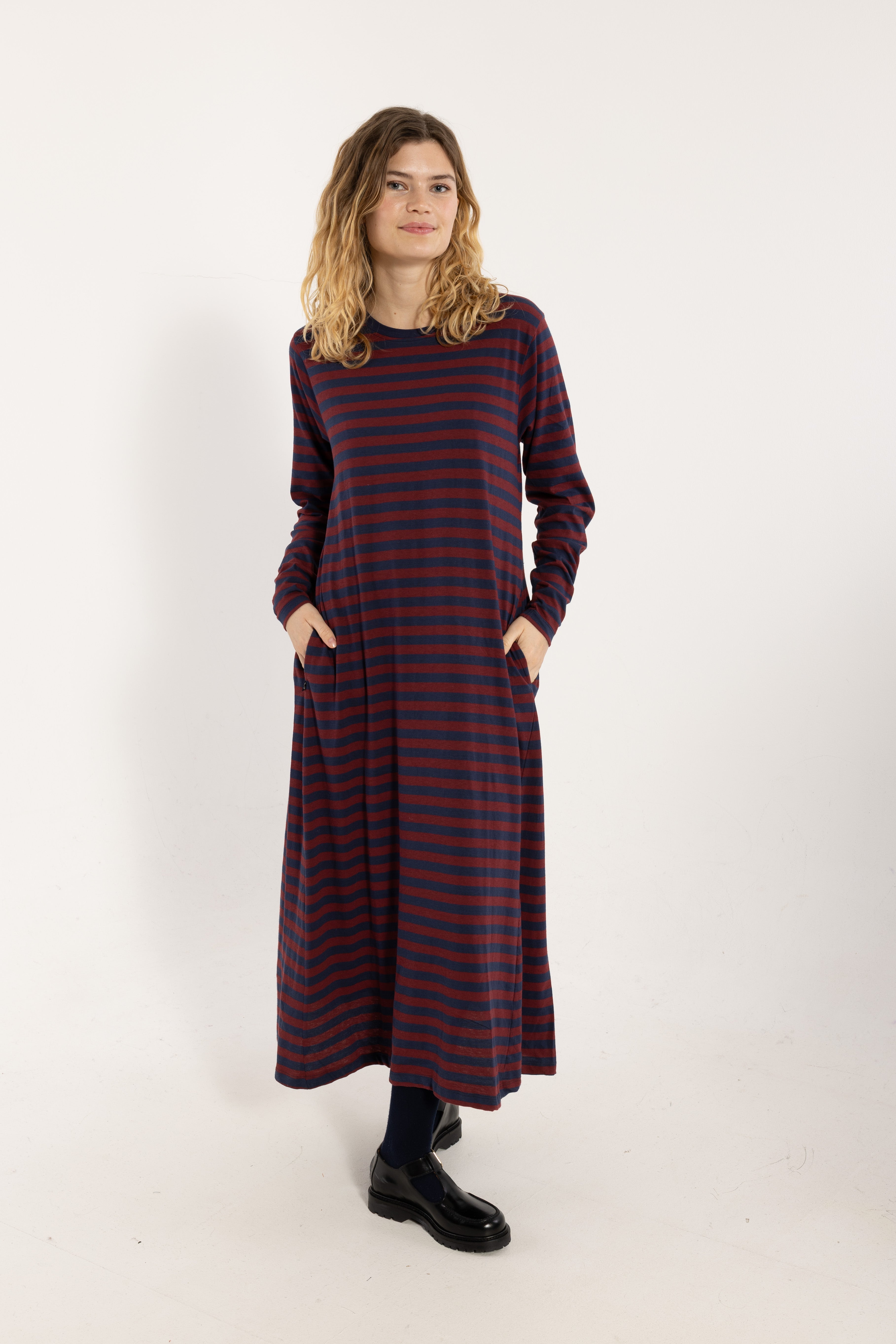 Danebasic Goodnews LS Dress Dark Cherry/Dark Navy