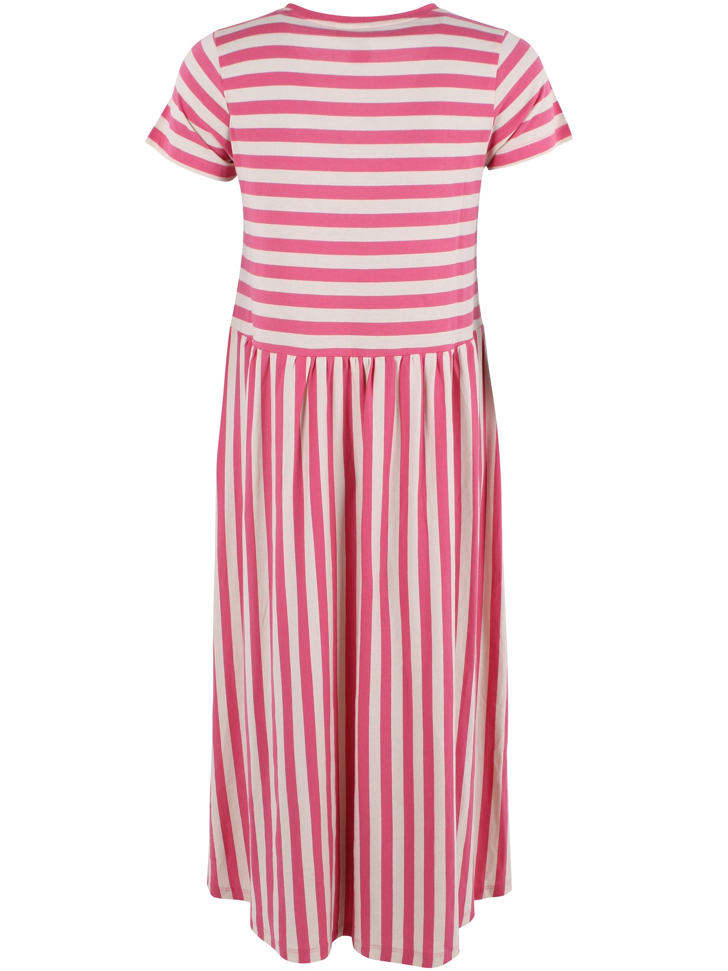 Fin kjole med korte ærmer, skørt med vidde og striber til kvinder