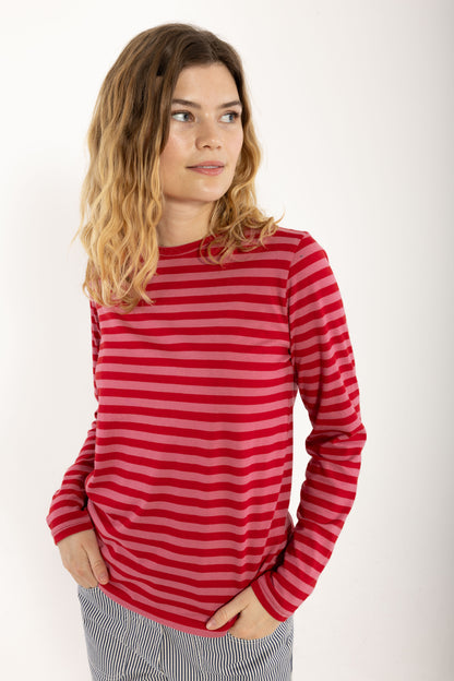 Danebasic Merry LS Tee Spicy Pink/Dk Red