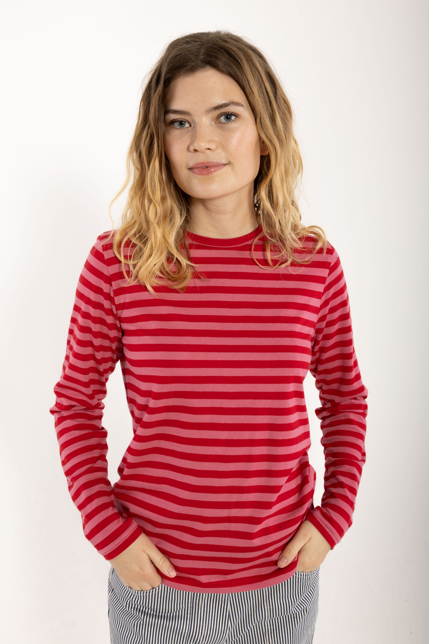 Danebasic Merry LS Tee Spicy Pink/Dk Red