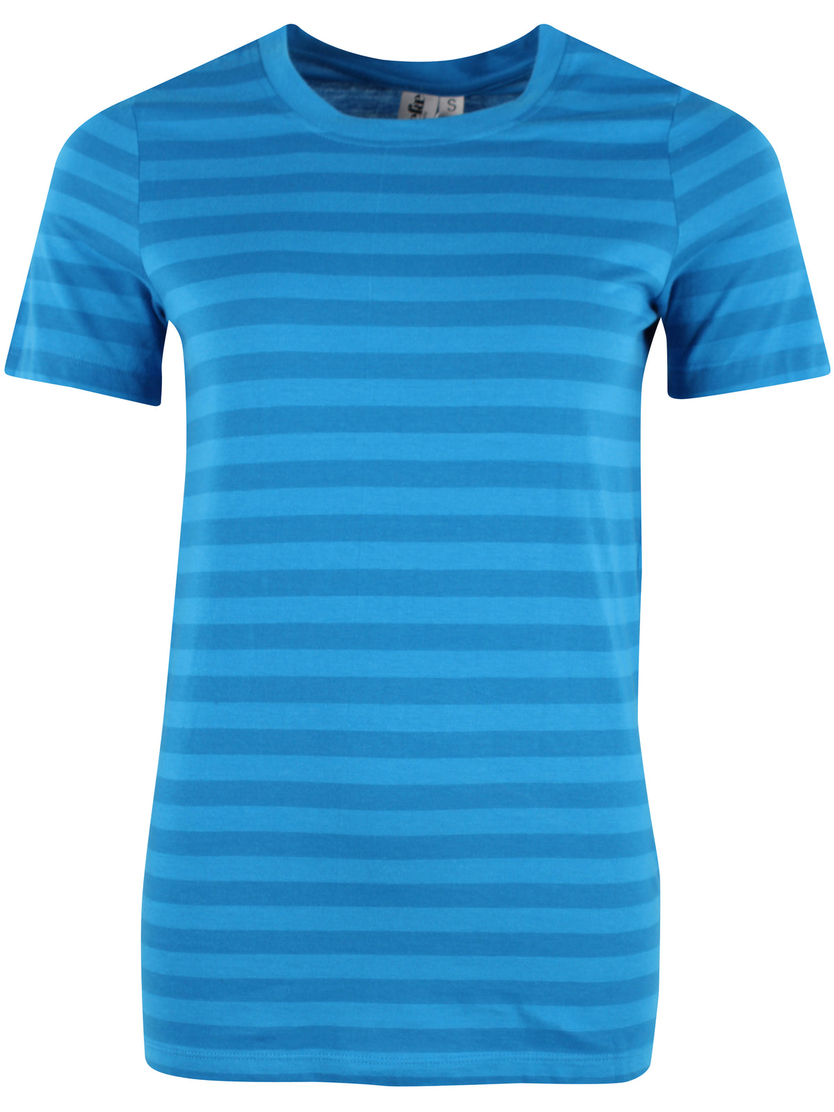 Smart t-shirt med rund hals og blå striber til kvinder