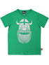 Sød græsgrøn t-shirt i bomuld til børn med print af vikingen Erik