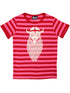 Sød t-shirt i bomuld med pink og mørkerøde striber til børn med print af vikingen Freja