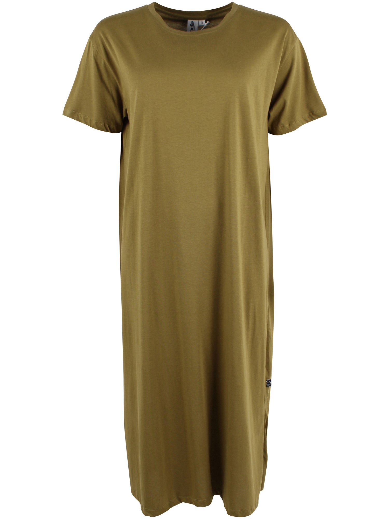 Flot kortærmet bomuldskjole i olivengrøn til kvinder