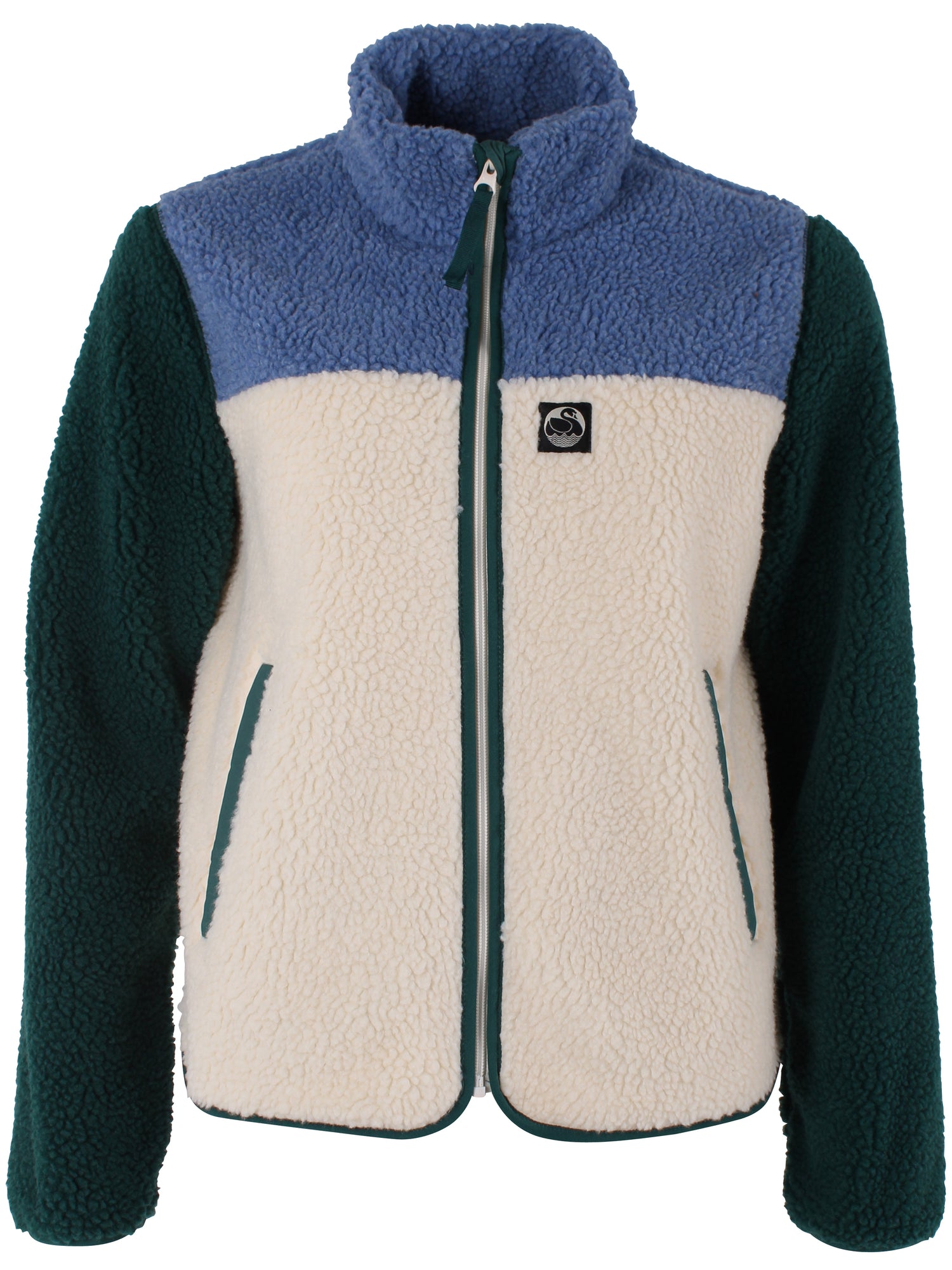 Lækker zip-up fleecejakke i beige, blå og grønne nuancer til kvinder