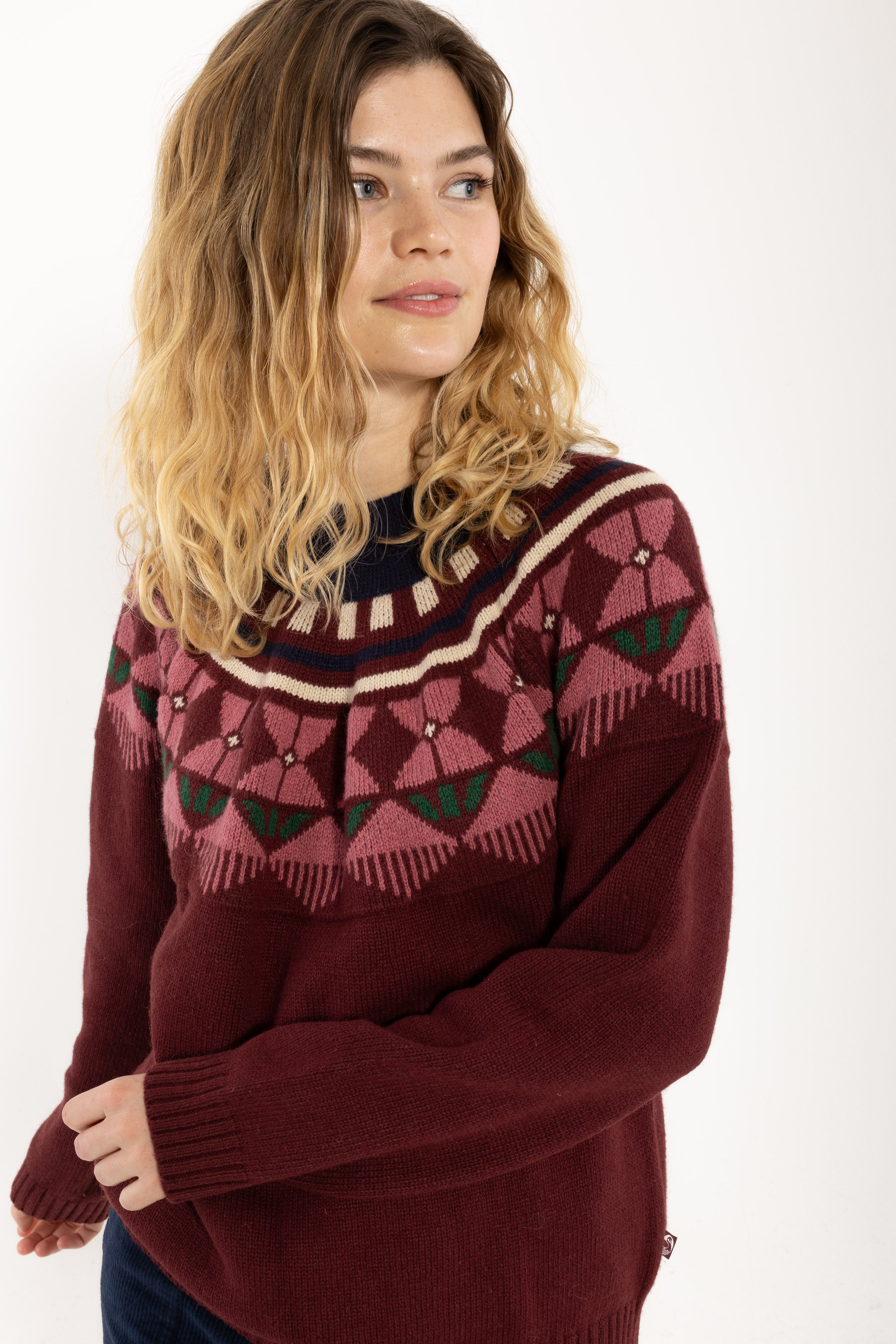 Daneblizzard Wool Sweater Dark Cherry FLOWER