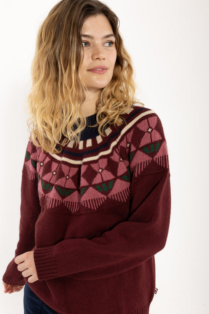 Daneblizzard Wool Sweater Dark Cherry FLOWER