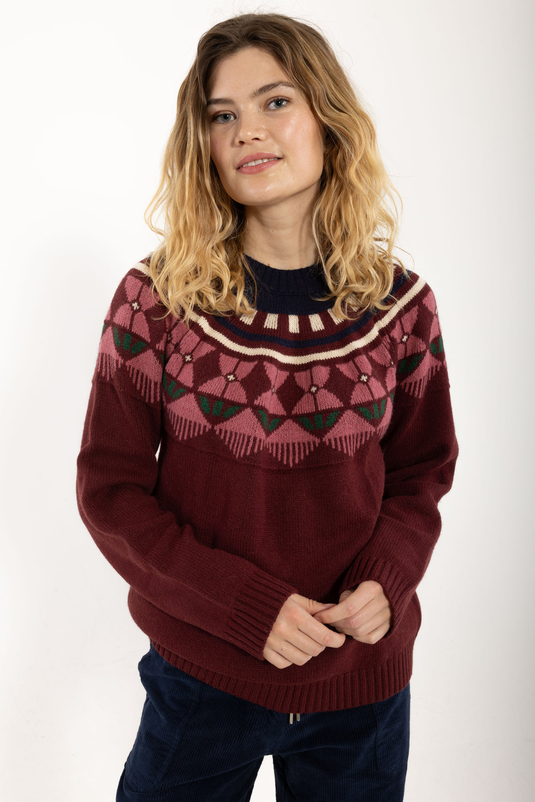 Daneblizzard Wool Sweater Dark Cherry FLOWER