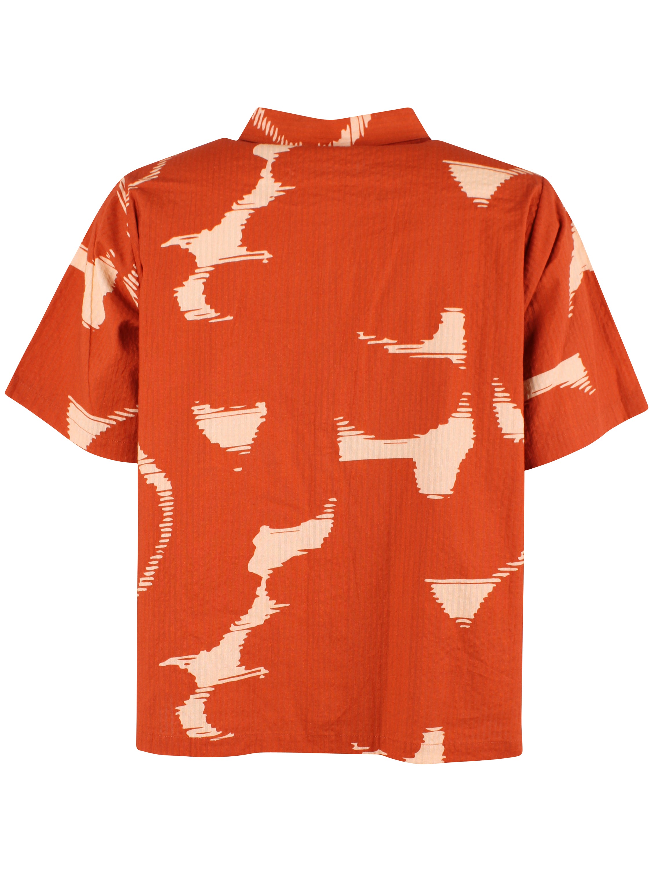 Fin kortærmet bæk og bølge skjorte med sødt mønster til kvinder