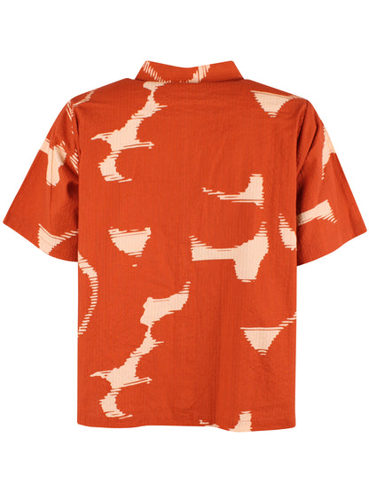 Fin kortærmet bæk og bølge skjorte med sødt mønster til kvinder