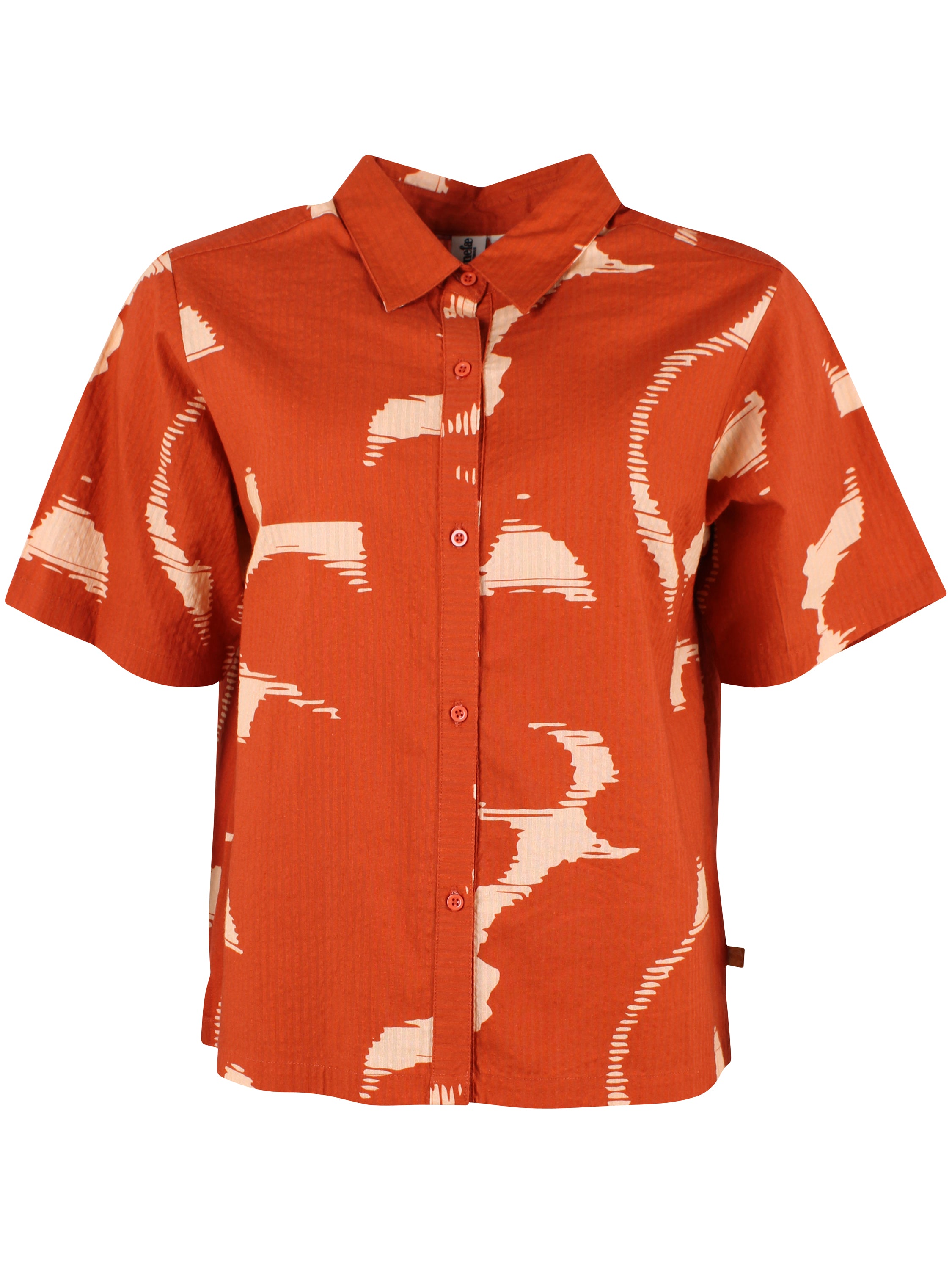 Fin kortærmet bæk og bølge skjorte med sødt mønster til kvinder