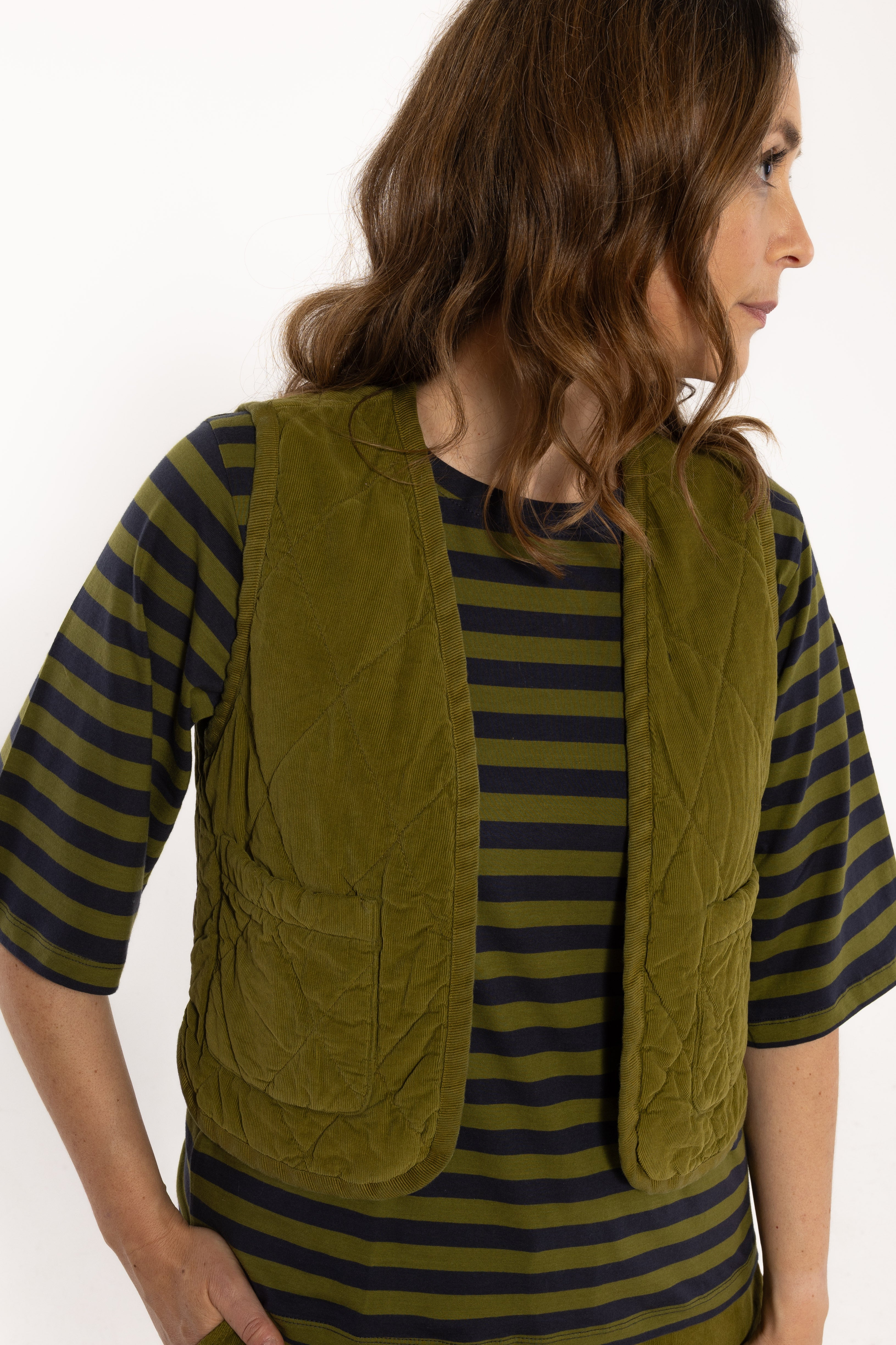 Daneblues Cord Vest Dark Olive