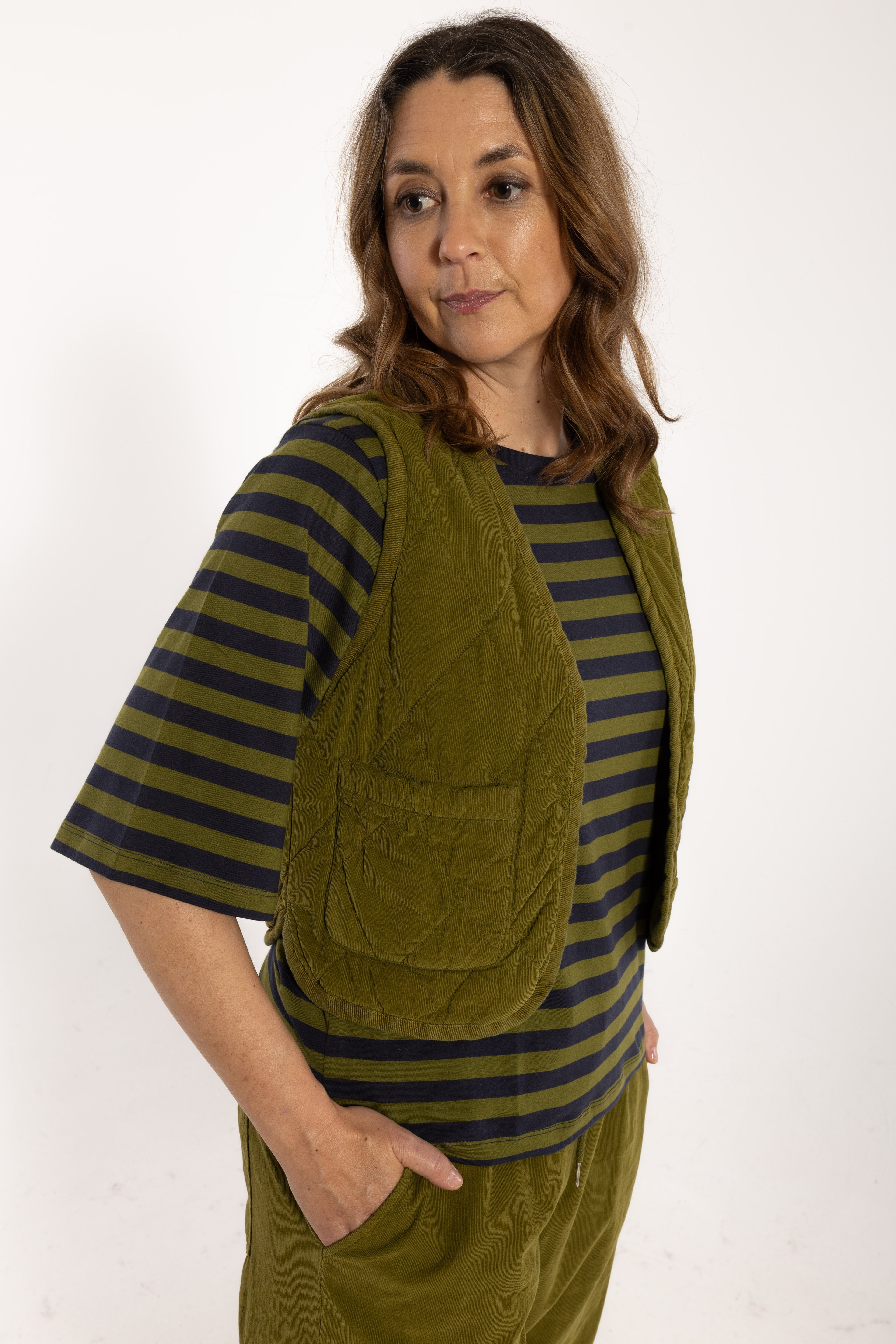 Daneblues Cord Vest Dark Olive