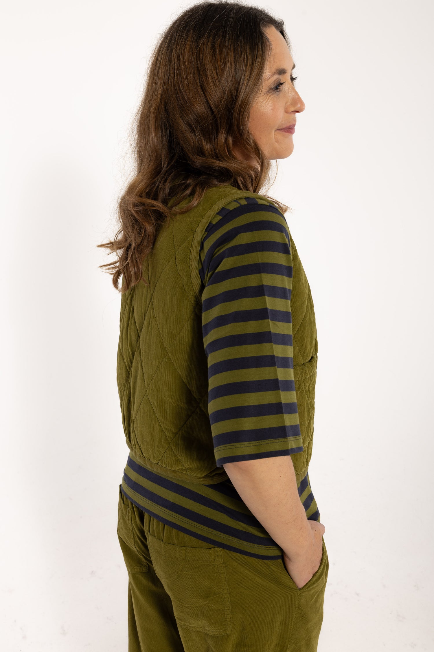 Daneblues Cord Vest Dark Olive