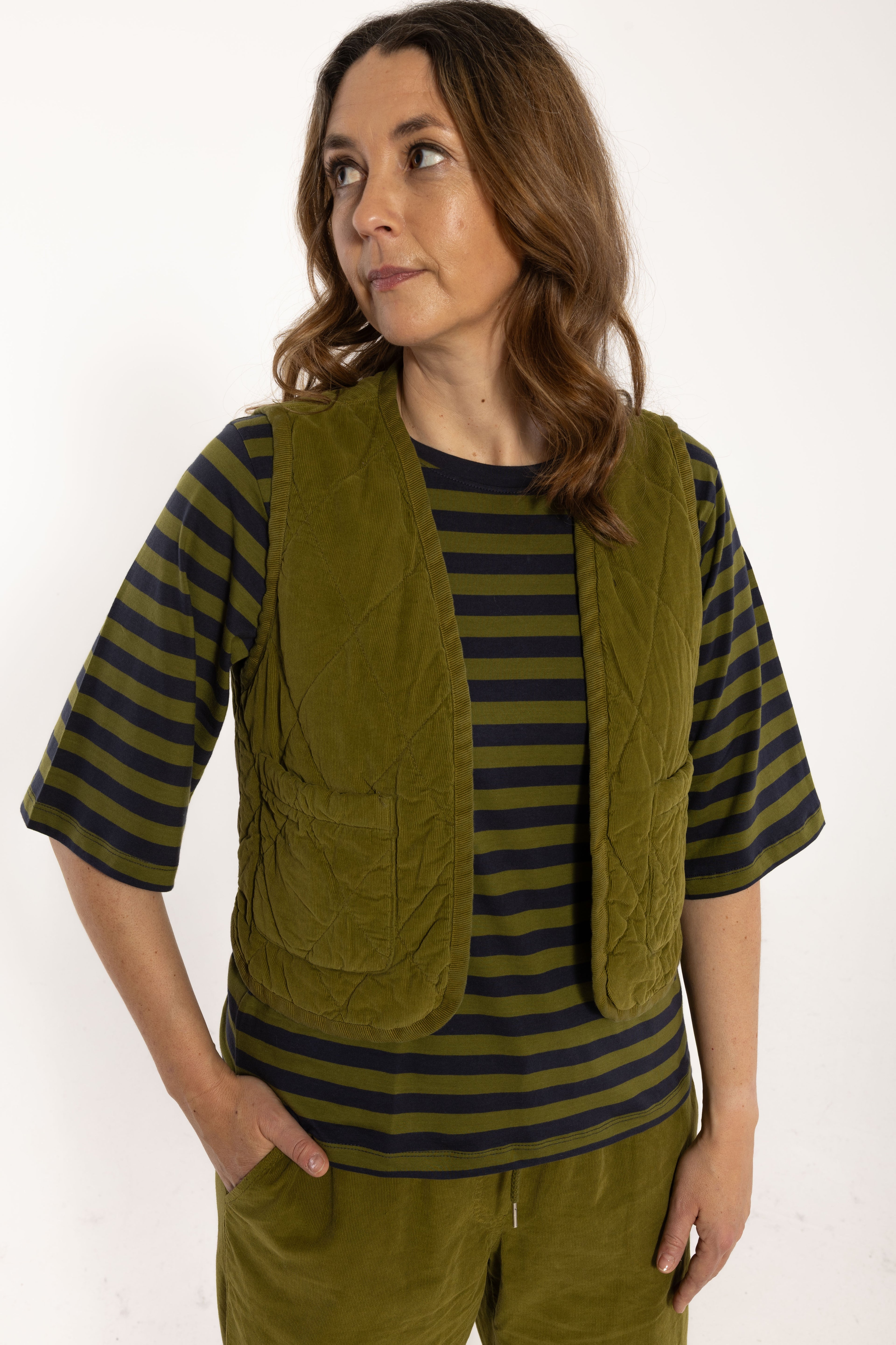 Daneblues Cord Vest Dark Olive