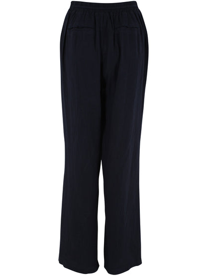 Smarte navyblå bukser i lækker hørblanding til kvinder