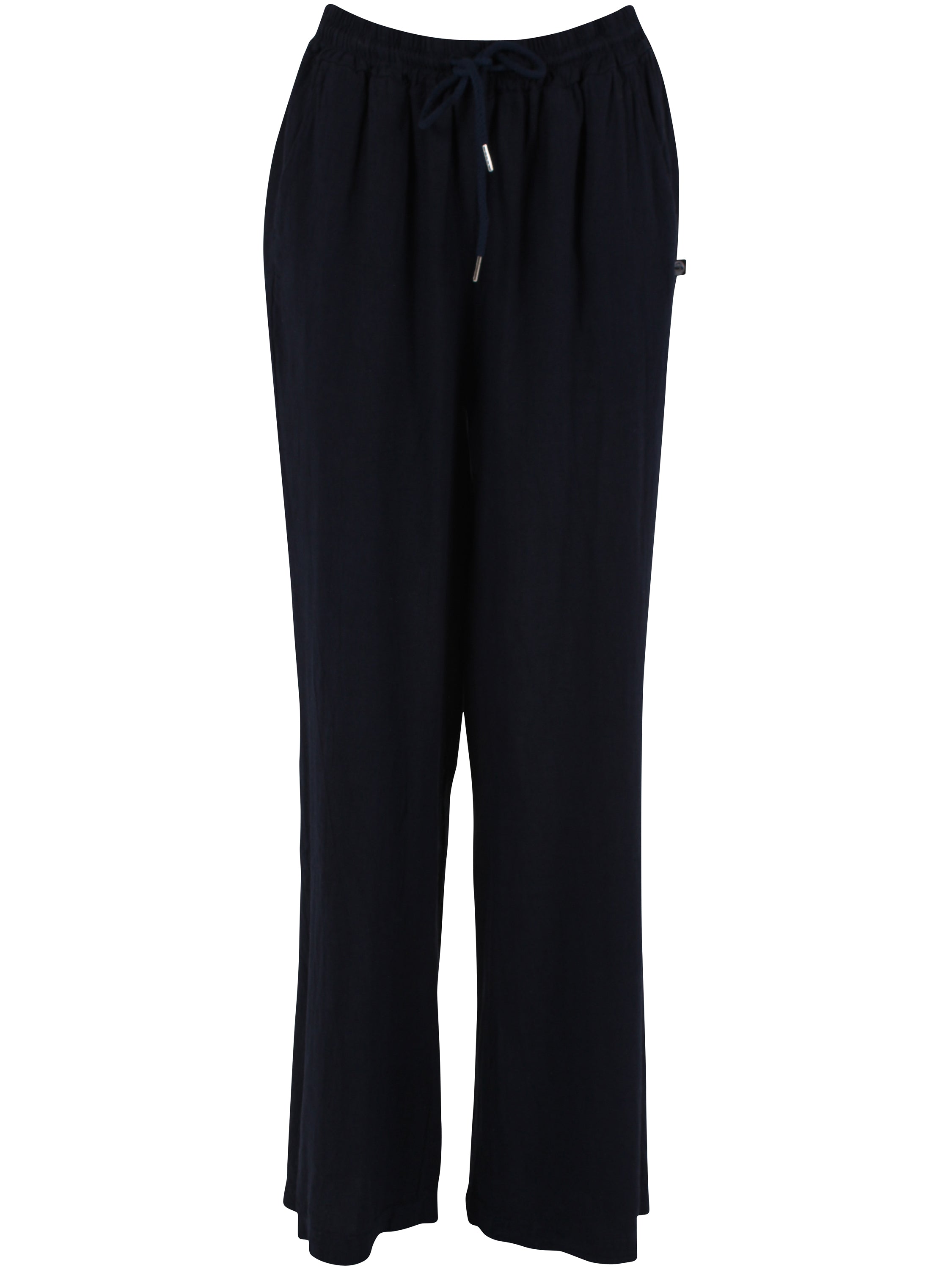 Smarte navyblå bukser i lækker hørblanding til kvinder