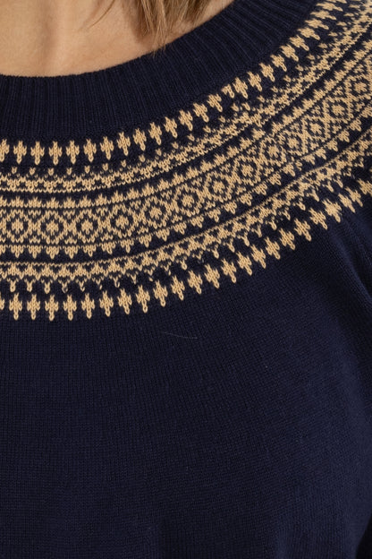 Danebright Lights Cotton Sweater Dark Navy JAQUARD