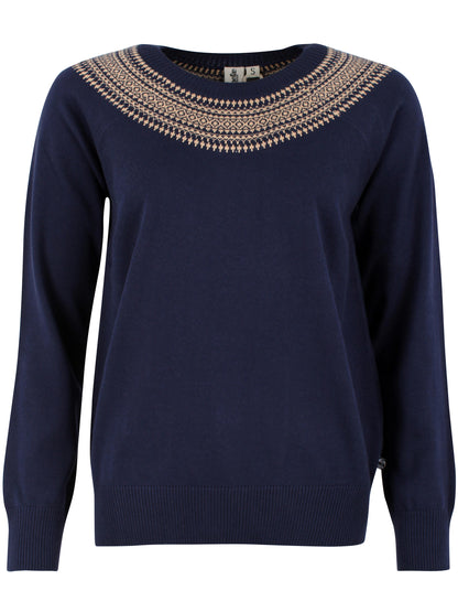 Danebright Lights Cotton Sweater Dark Navy JAQUARD
