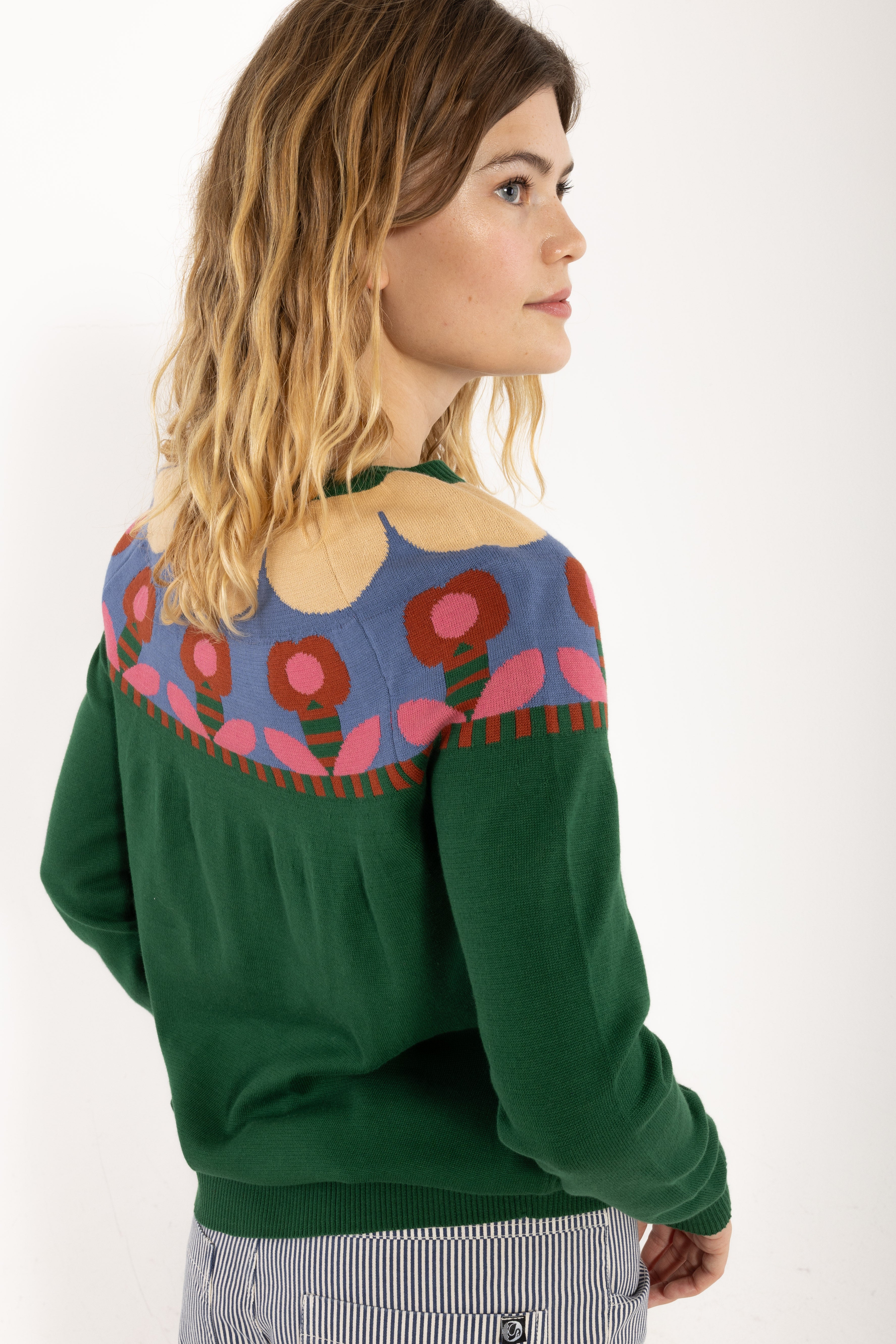Danebright Lights Cotton Sweater Dark Pine FLOWER