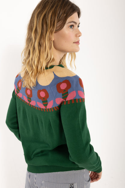 Danebright Lights Cotton Sweater Dark Pine FLOWER