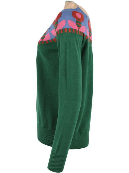 Danebright Lights Cotton Sweater Dark Pine FLOWER