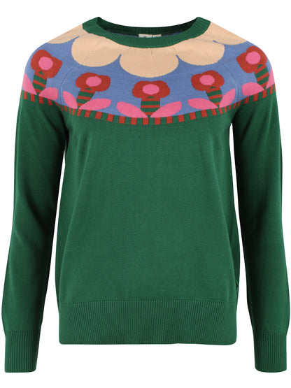 Danebright Lights Cotton Sweater Dark Pine FLOWER