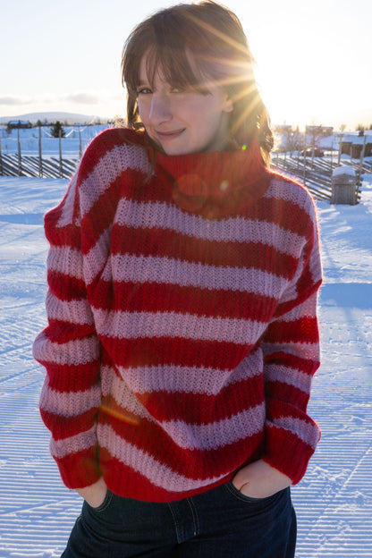 Danecaring Mohair Rollneck Sweater Dark Red/Cold Pink