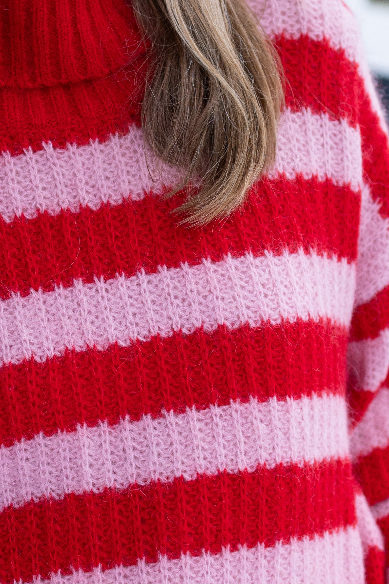 Danecaring Mohair Rollneck Sweater Dark Red/Cold Pink