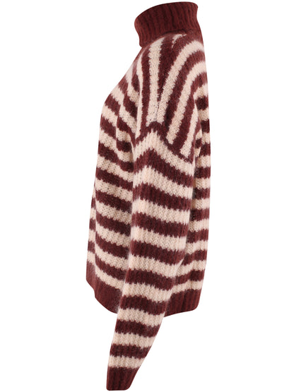 Danecaring Mohair Rollneck Sweater Nougat/Dark Wine